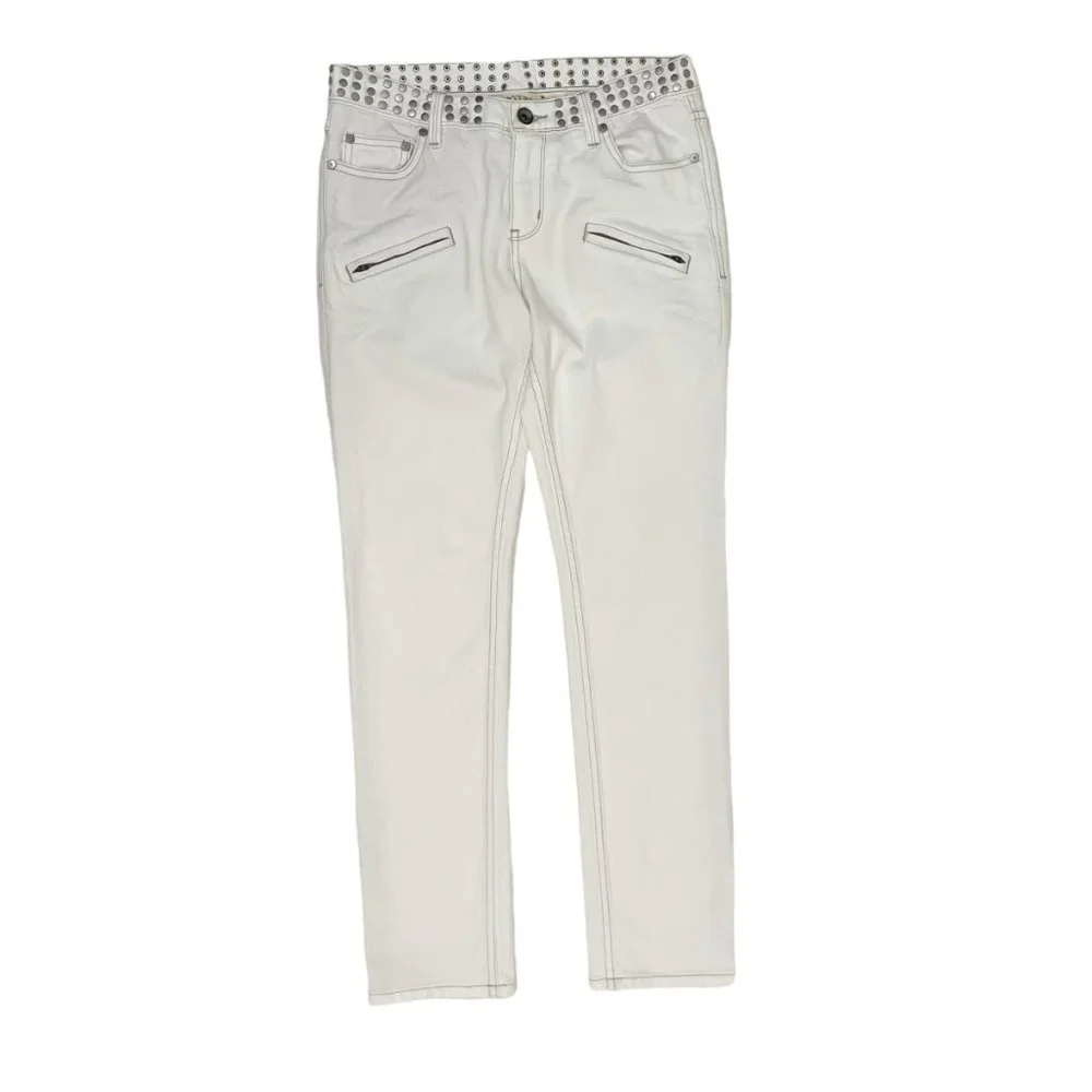 John Varvatos X Converse Men’s Chuck’s Skinny Leg Studded White Jeans 27x30”